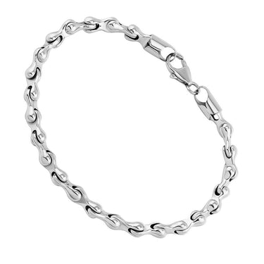 14k White Gold Bullet Link Bracelet 5 mm